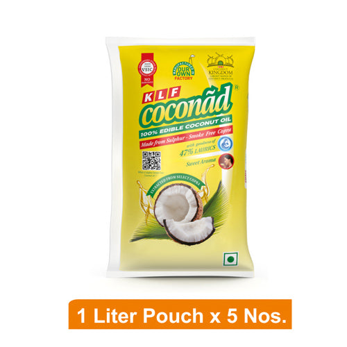 KLF Coconad Coconut oil Economy Pack ( 1 Liter Pouch X 5 Nos )