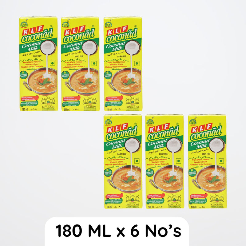 KLF Coconad Pure Coconut Milk (Vegan), 180ml (Pack of 6)