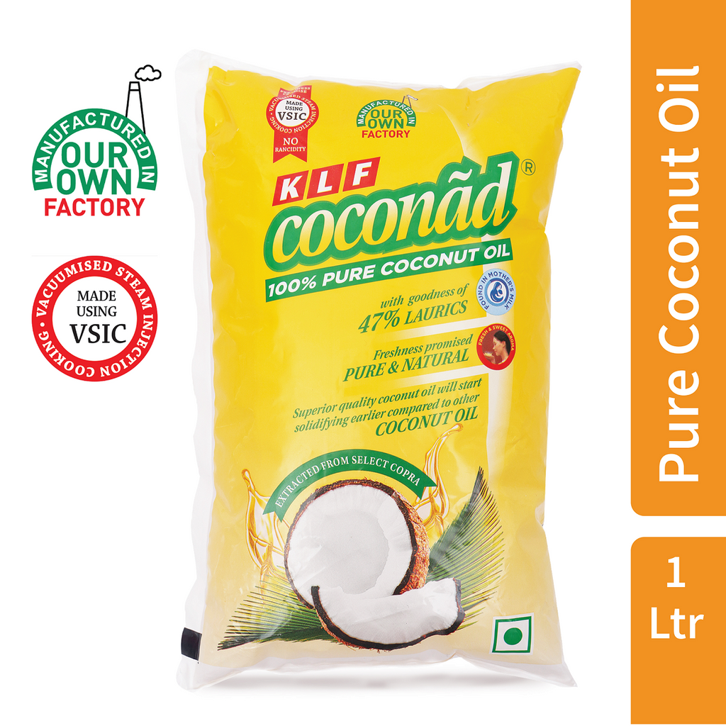 KLF Coconad Pure Coconut Cooking Oil Pouch1 ltr KLF Nirmal