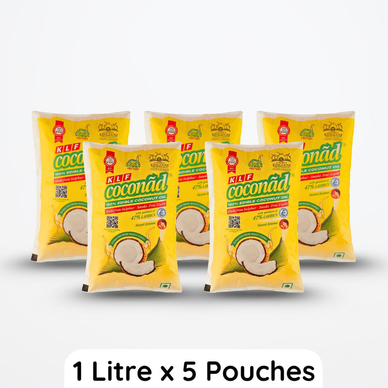 KLF Coconad Coconut Oil SUPER SAVER PACK (1 Liter Pouch X 5 Nos)
