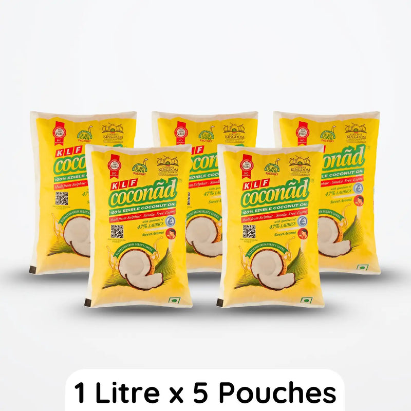 KLF Coconad Coconut Oil SUPER SAVER PACK (1 Liter Pouch X 5 Nos)