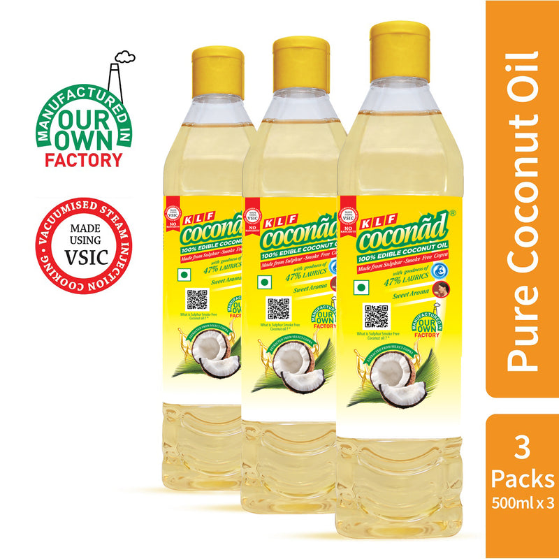 KLF Coconad Pure Coconut Oil-500ml Pet Bottle-(Pack of 3)