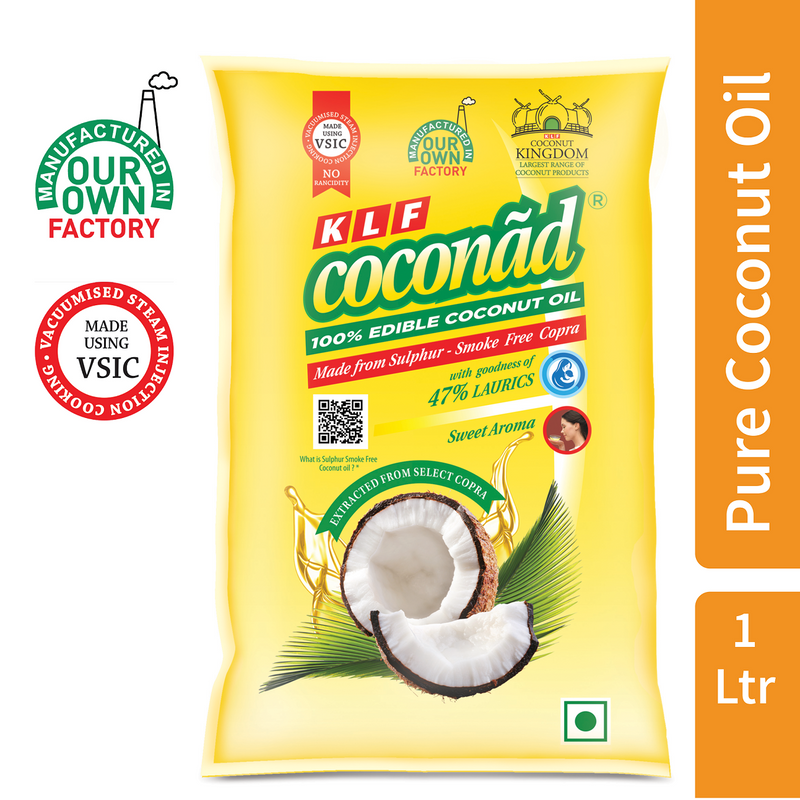 KLF Coconad Pure Coconut Cooking Oil Pouch-1 ltr – KLF Nirmal