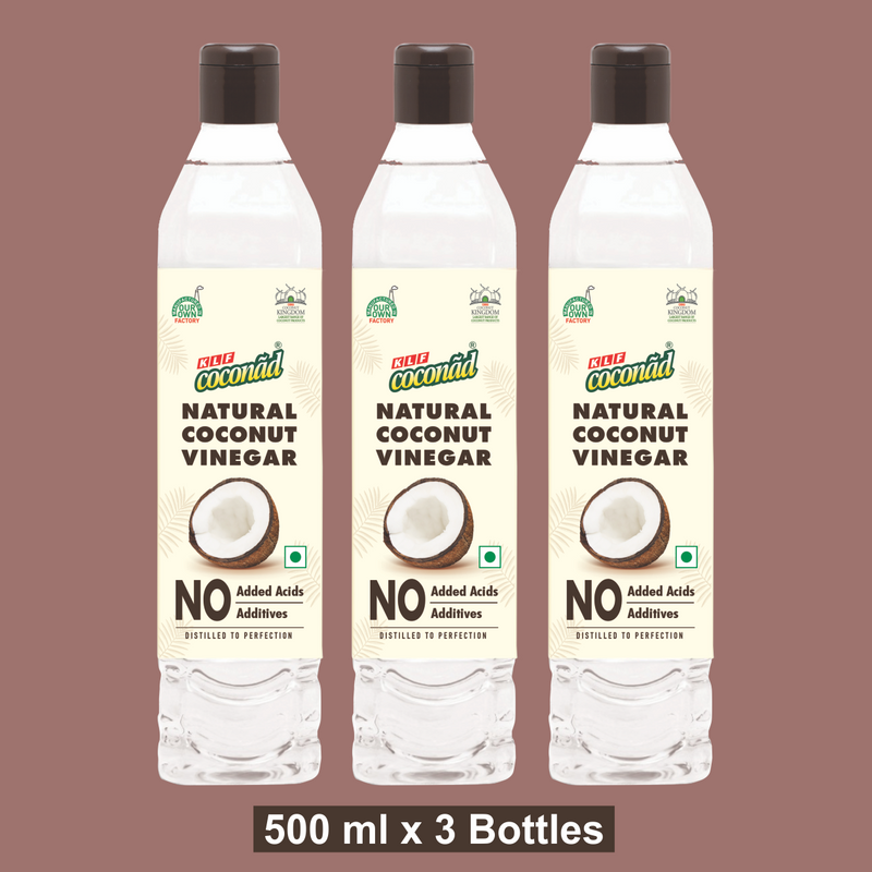 KLF Coconad Natural Coconut Vinegar (Distilled), 500ml ( Pack of 3)