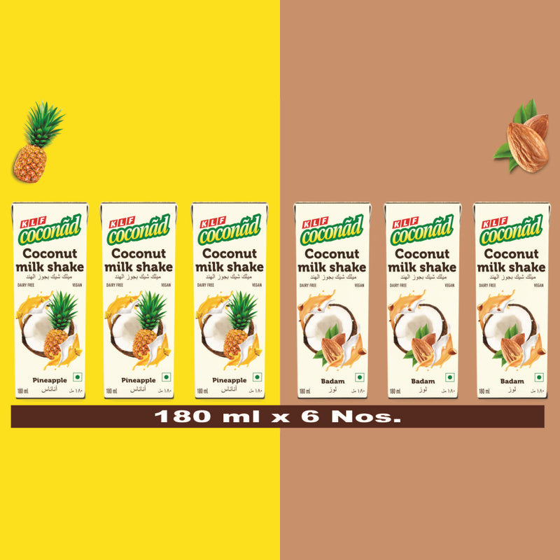 KLF Coconad Coconut Milk Shake, 180ml (Pack of 6) - Pineapple Flavour